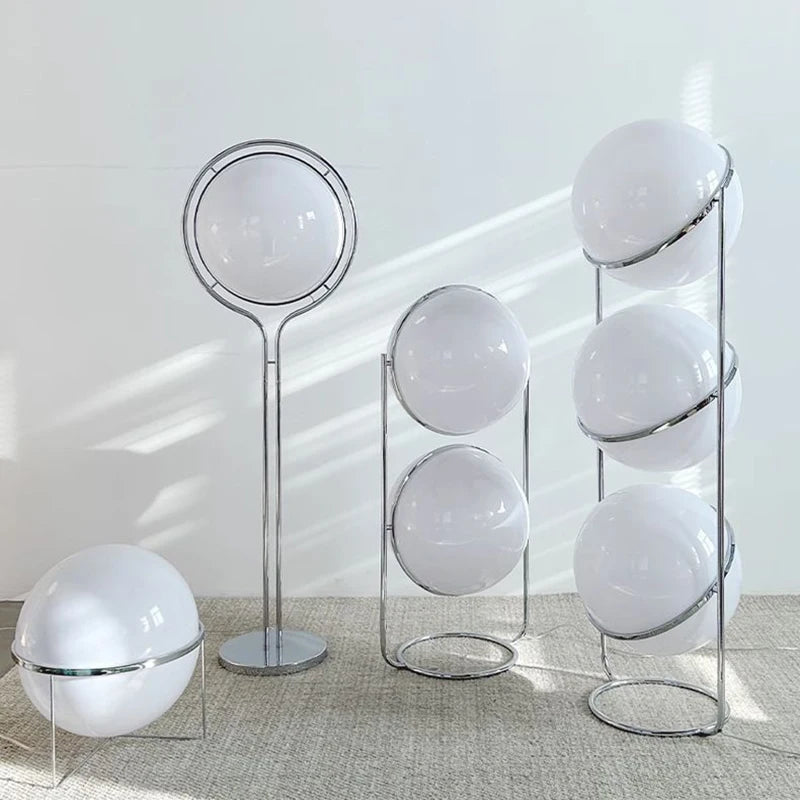 Nordic Acrylic Ball Floor Lamp — Electroplated Chrome LED Standing Light