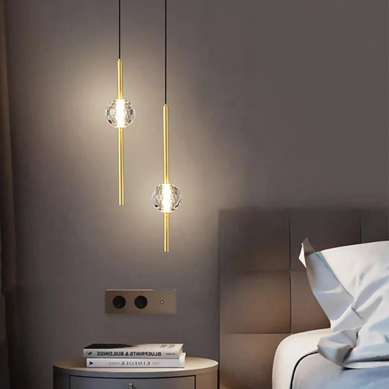 Modern LED Bedside Pendant Light – 1 or 2 Heads, 4 Light Modes