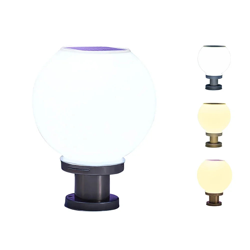 Solar Round Ball Column Lamp – Outdoor Garden & Courtyard Light