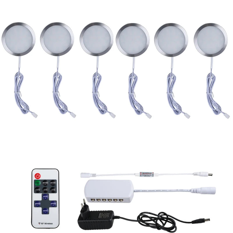 LED Puck Lights with RF Remote – Dimmable Under Cabinet Lighting