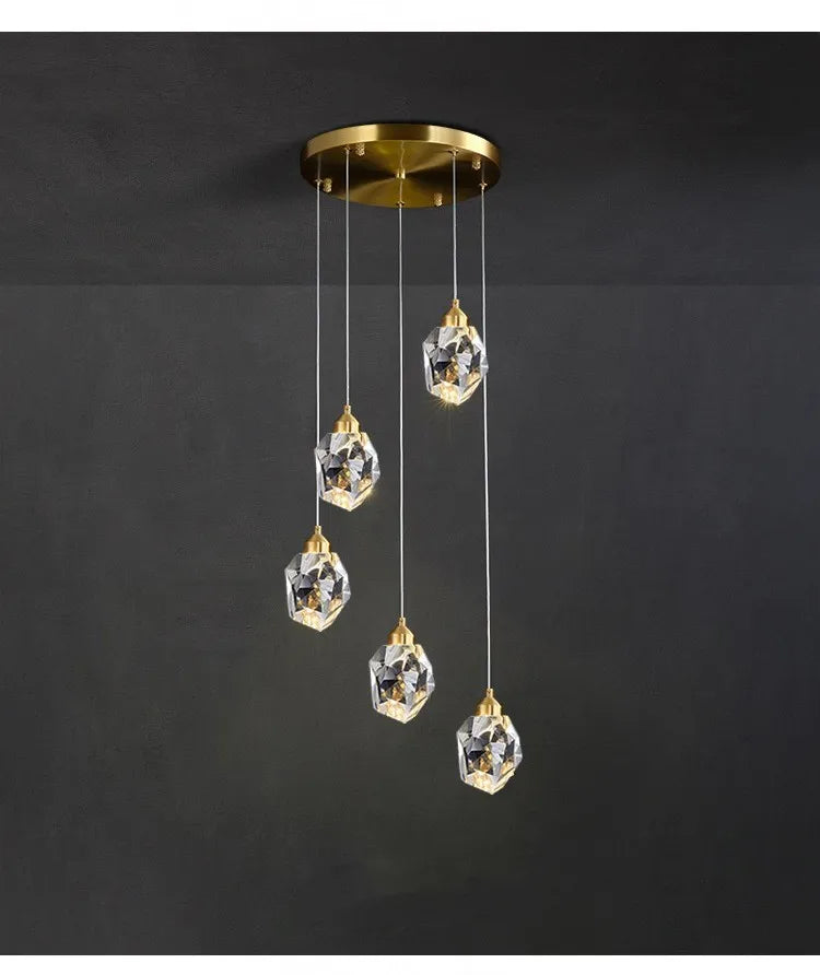 Modern LED Crystal Chandelier – 1, 2, 3 or 5 Heads | Pendant Light
