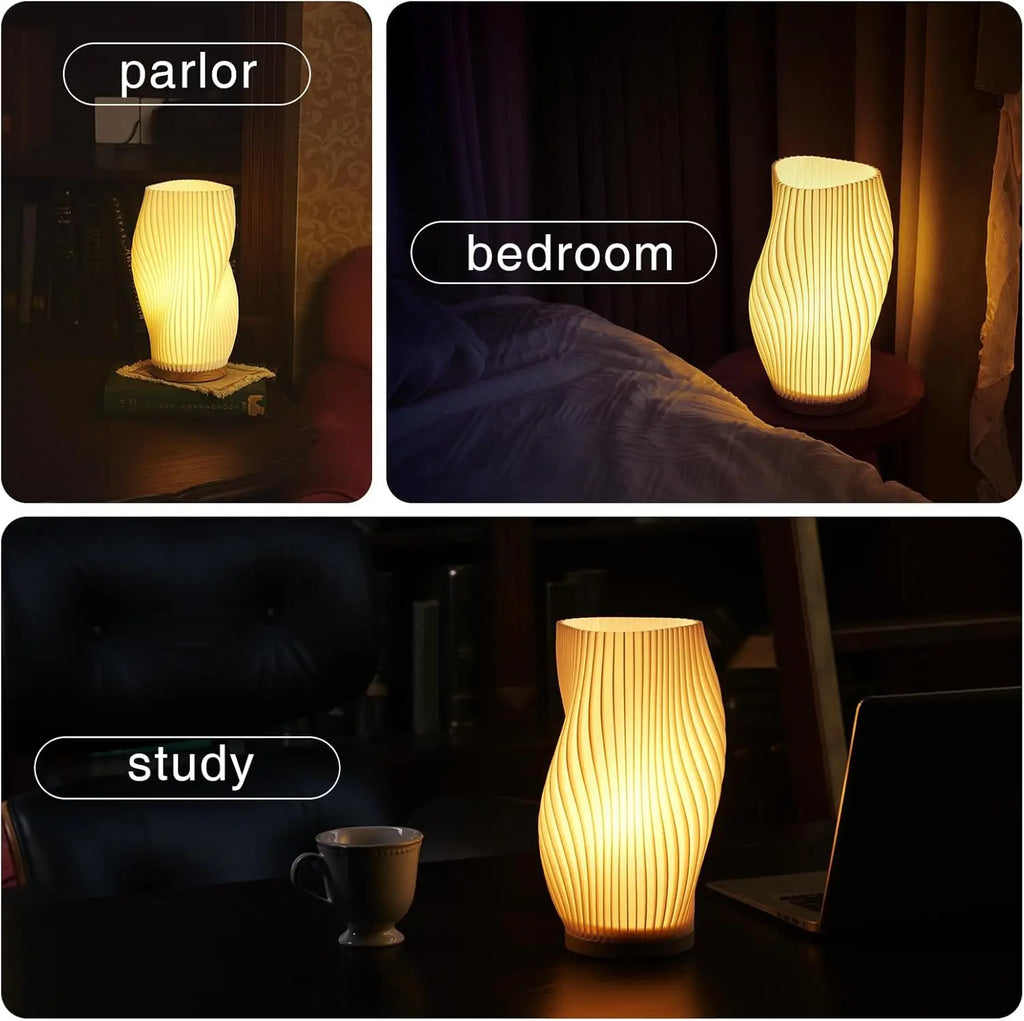 3D Printed Boho Table Lamp — Dimmable Wood Base | AlohaHome