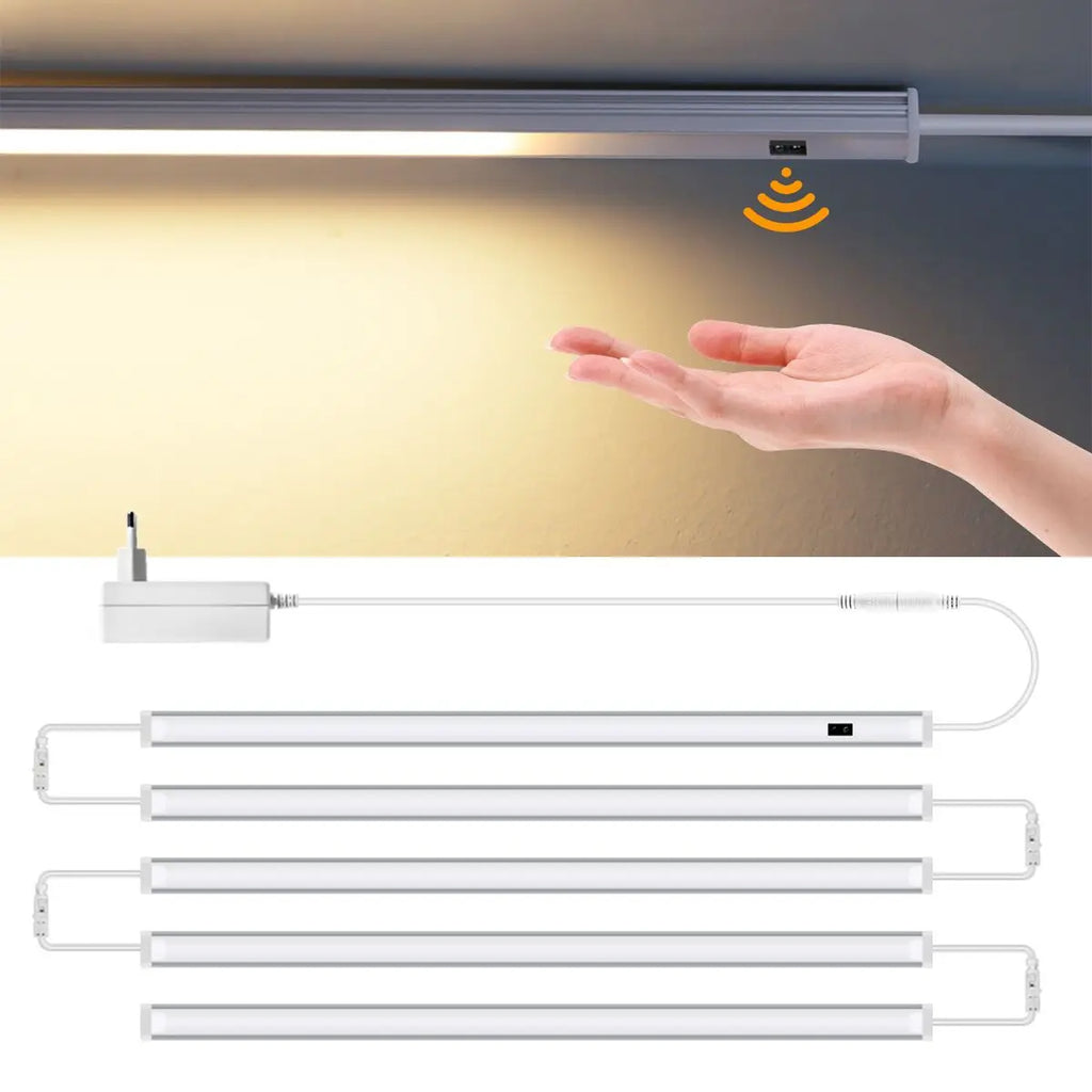 Kitchen Under Cabinet LED Lighting Kit – Linkable Bar Lights with Hand Sweep Sensor