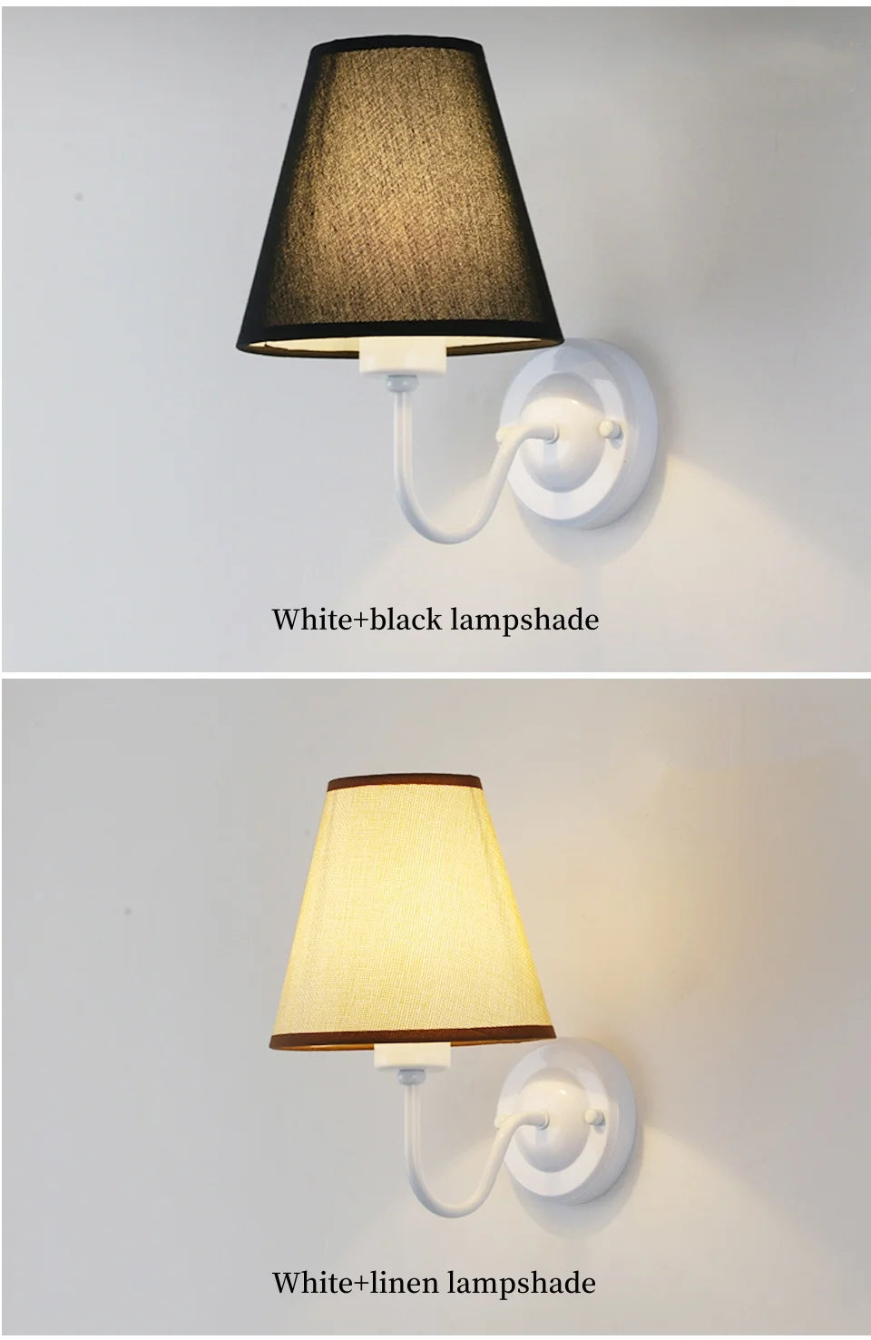 Retro E27 Fabric Wall Lamp – Iron & Cloth, 4 Shade Colors