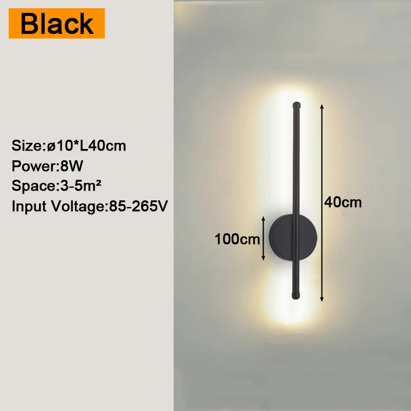 Modern LED Wall Sconce – Black or Gold, 5 Sizes, 4 Light Modes