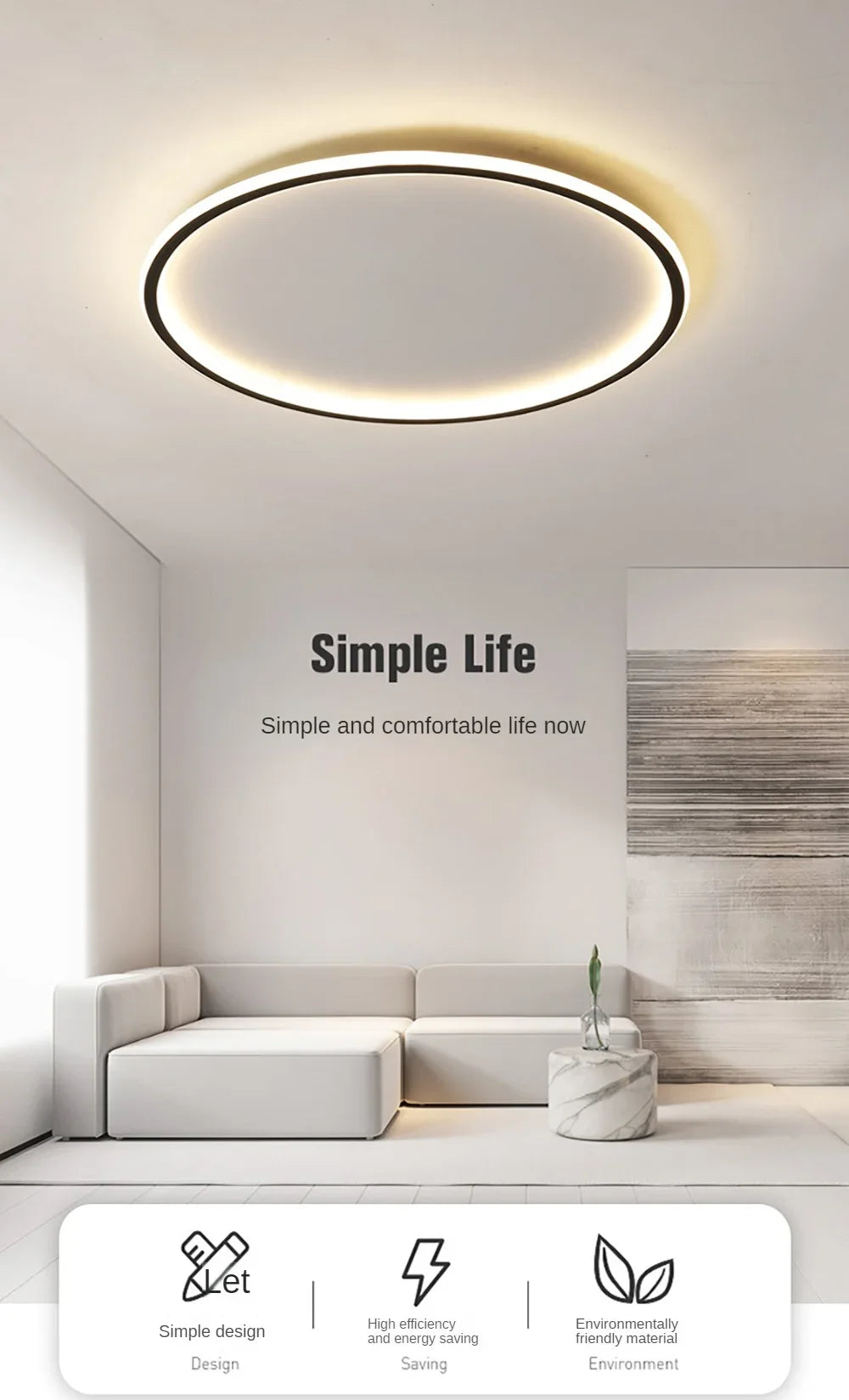 Nordic Minimalist LED Ceiling Light – Round, 20/30 cm, 3 Colors