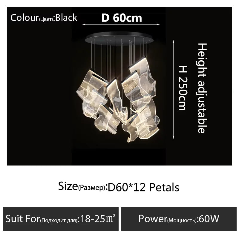 Art Design Streamers Luxury LED Chandelier – 6 to 25 Heads | Villa & Staircase