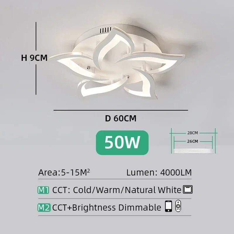 Nordic Smart LED Ceiling Lamp – APP & Remote Control, 5–18 Heads, Dimmable