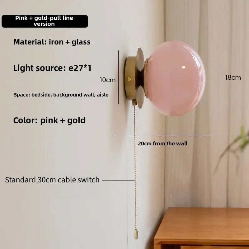 Modern Glass Ball Wall Lamp – E27 LED, Chrome & Copper Finishes