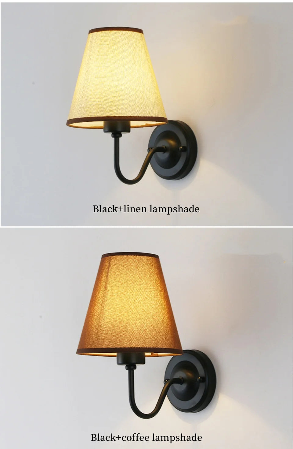 Retro E27 Fabric Wall Lamp – Iron & Cloth, 4 Shade Colors