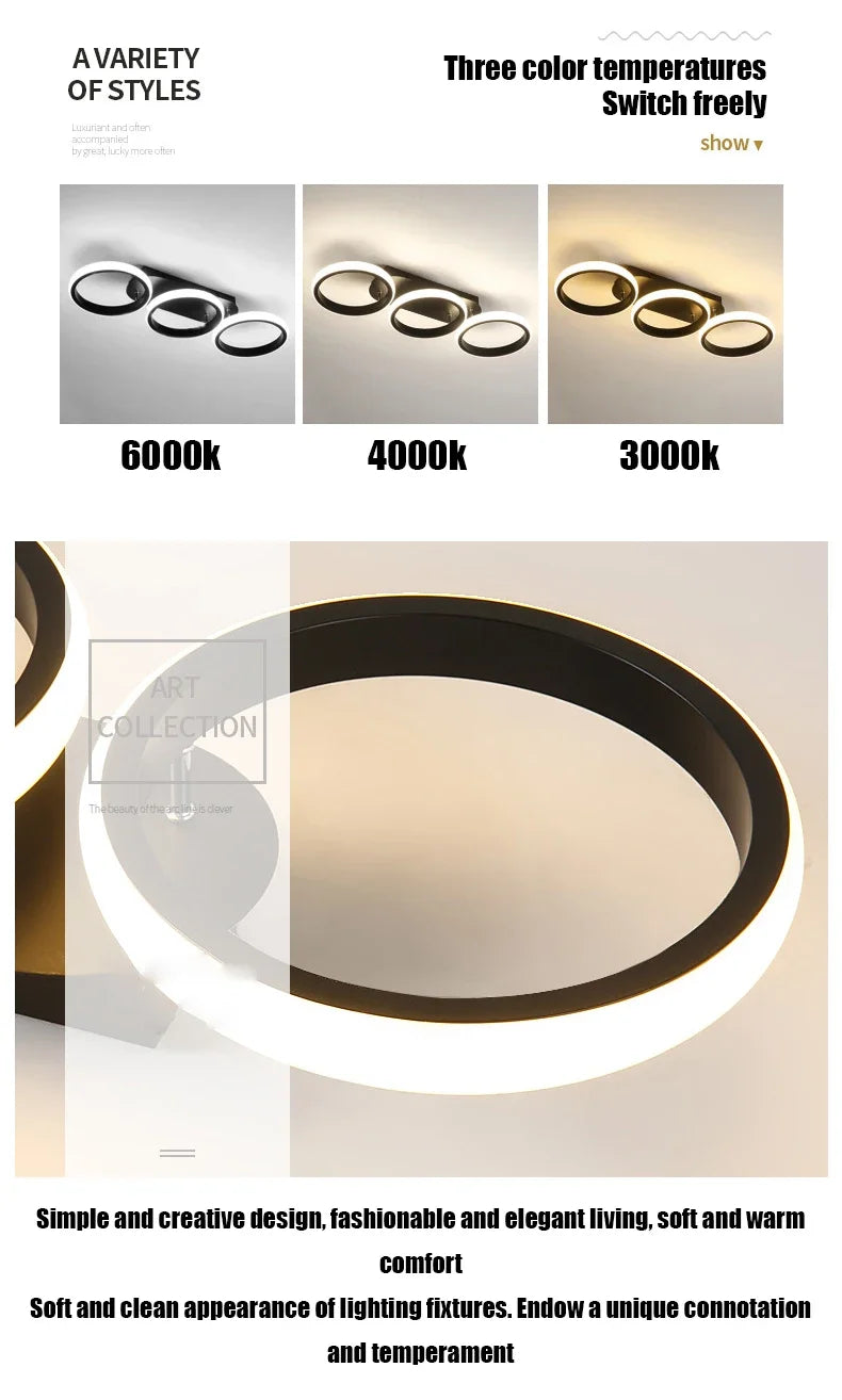 Nordic LED Ceiling Lamp – Square & Round, 20W/30W, 3-Colour Light
