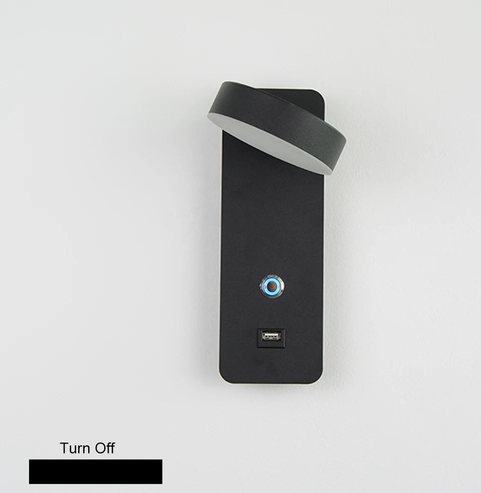 Smart Touch LED Wall Light — 3-Color Dimmable with USB Port
