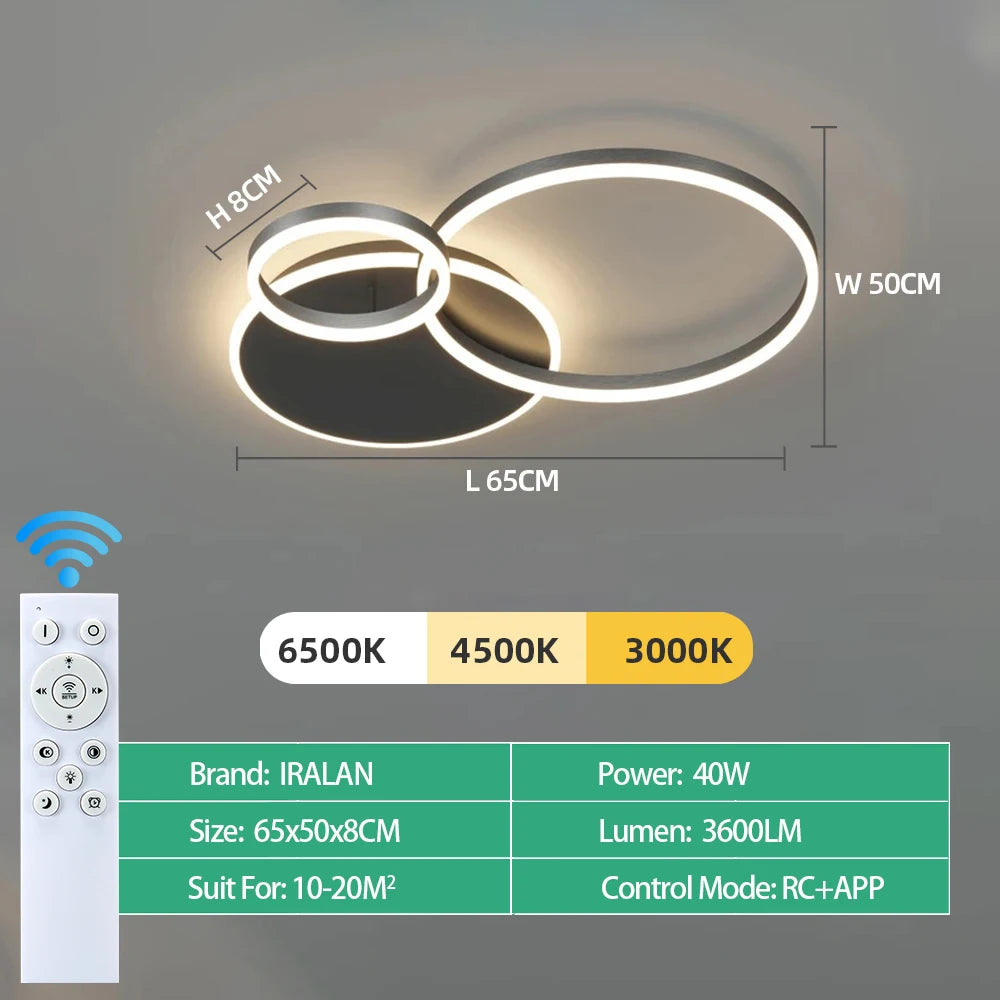 Modern LED Dimmable Ceiling Chandelier – Remote Control, 1–6 Heads