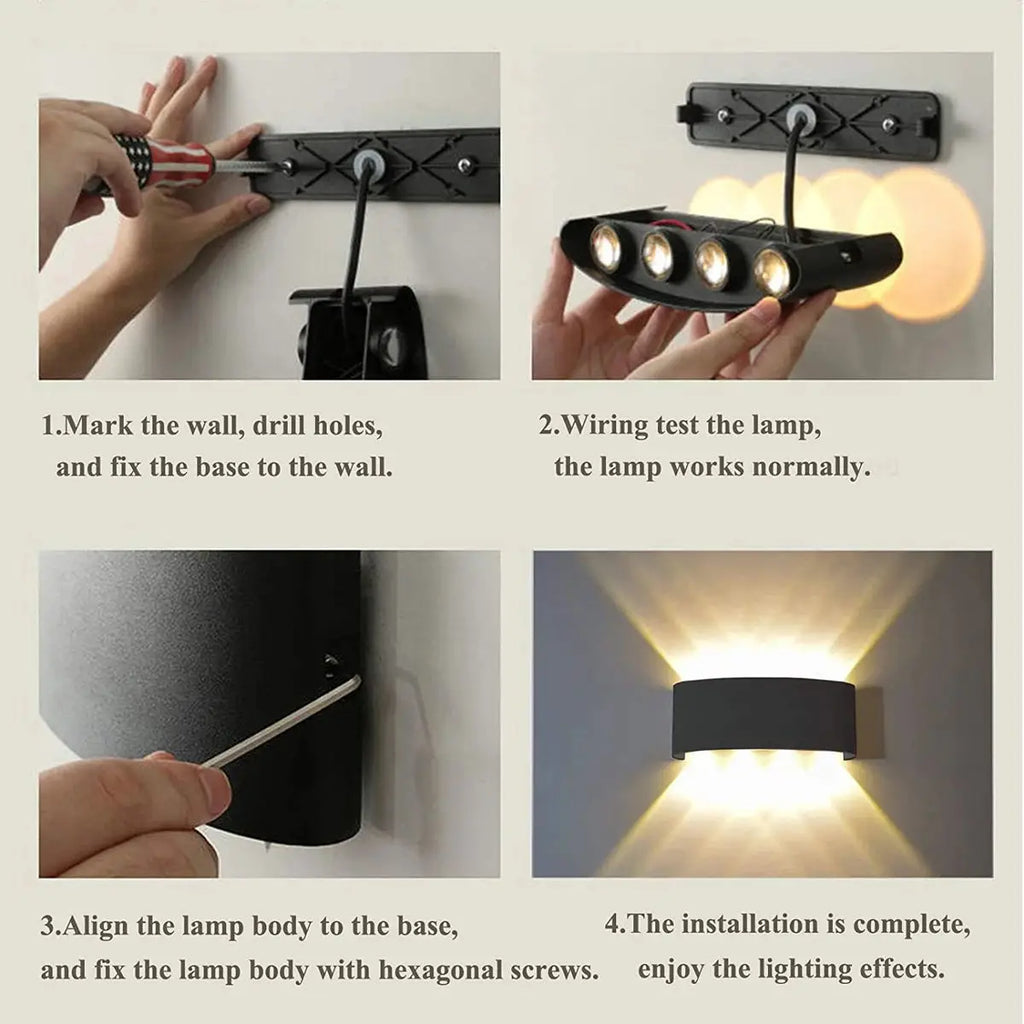 Aluminijska LED zidna svjetiljka | Gore i dolje | IP65 | 2W–12W