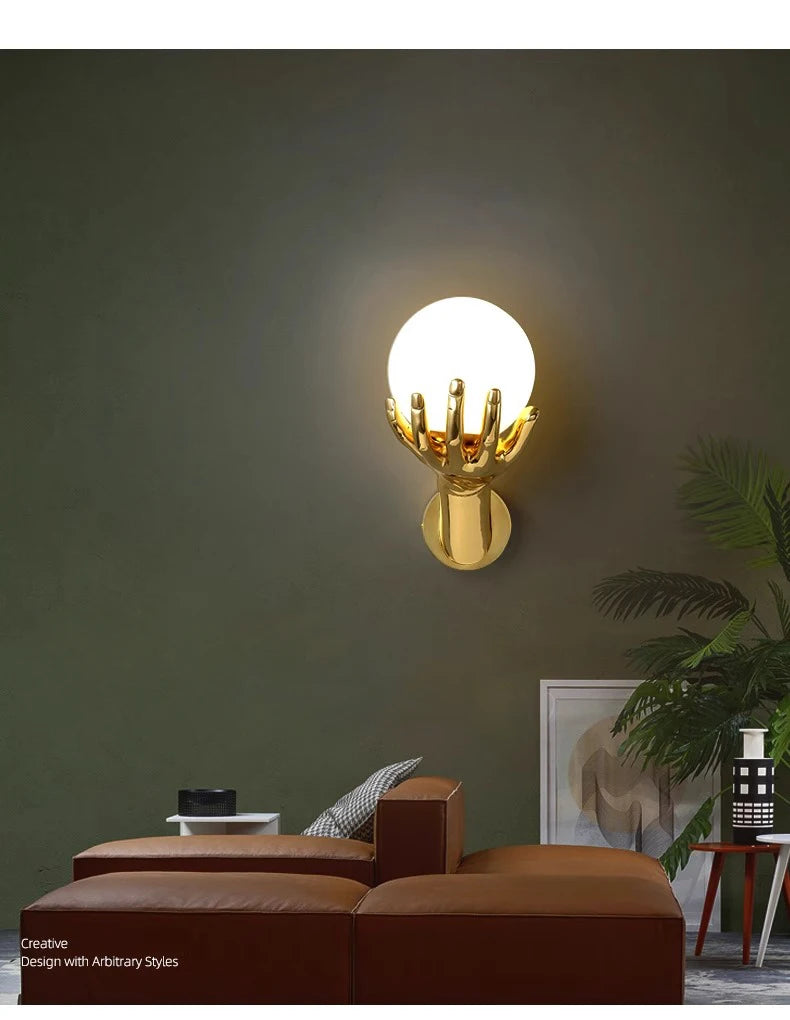 Harz & Glas LED-Wandleuchte – Gold Moderne Deko | AlohaHome