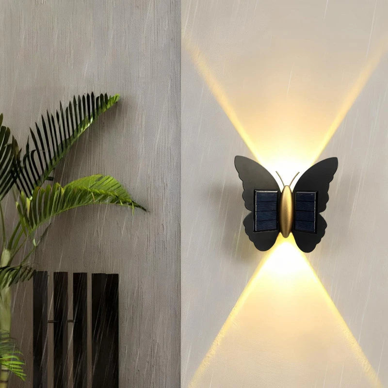 Schmetterling Solar-Wandleuchte | LED | Warm & Weiß | Gartendekoration