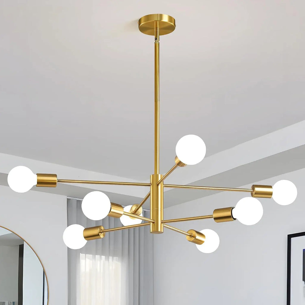 Modern E27 Chandelier – 6, 8, 10 or 12 Heads | Gold, Chrome & Black
