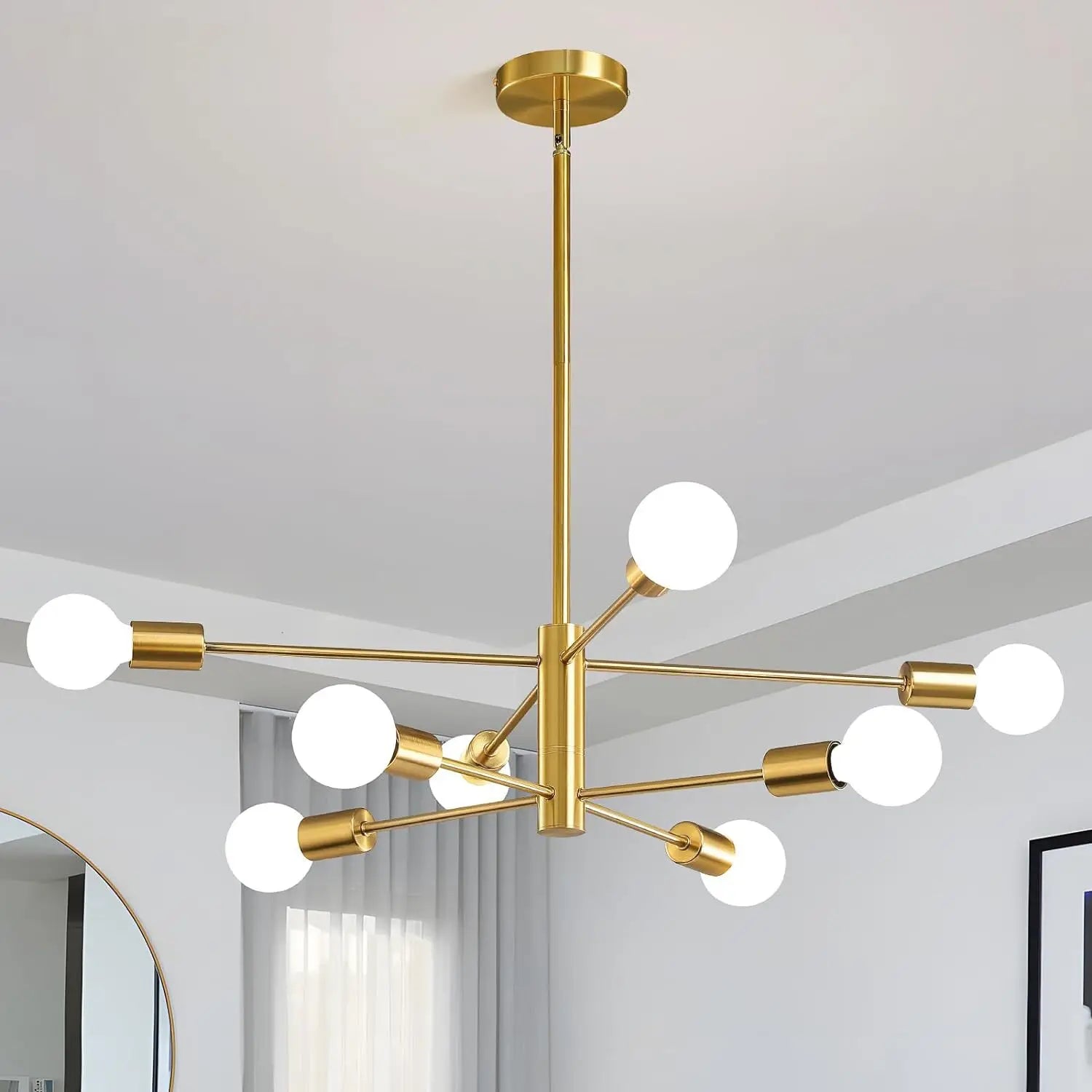 Modern E27 Chandelier – 6, 8, 10 or 12 Heads | Gold, Chrome & Black