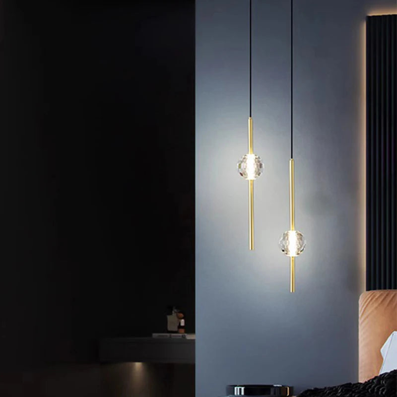 Modern LED Bedside Pendant Light – 1 or 2 Heads, 4 Light Modes