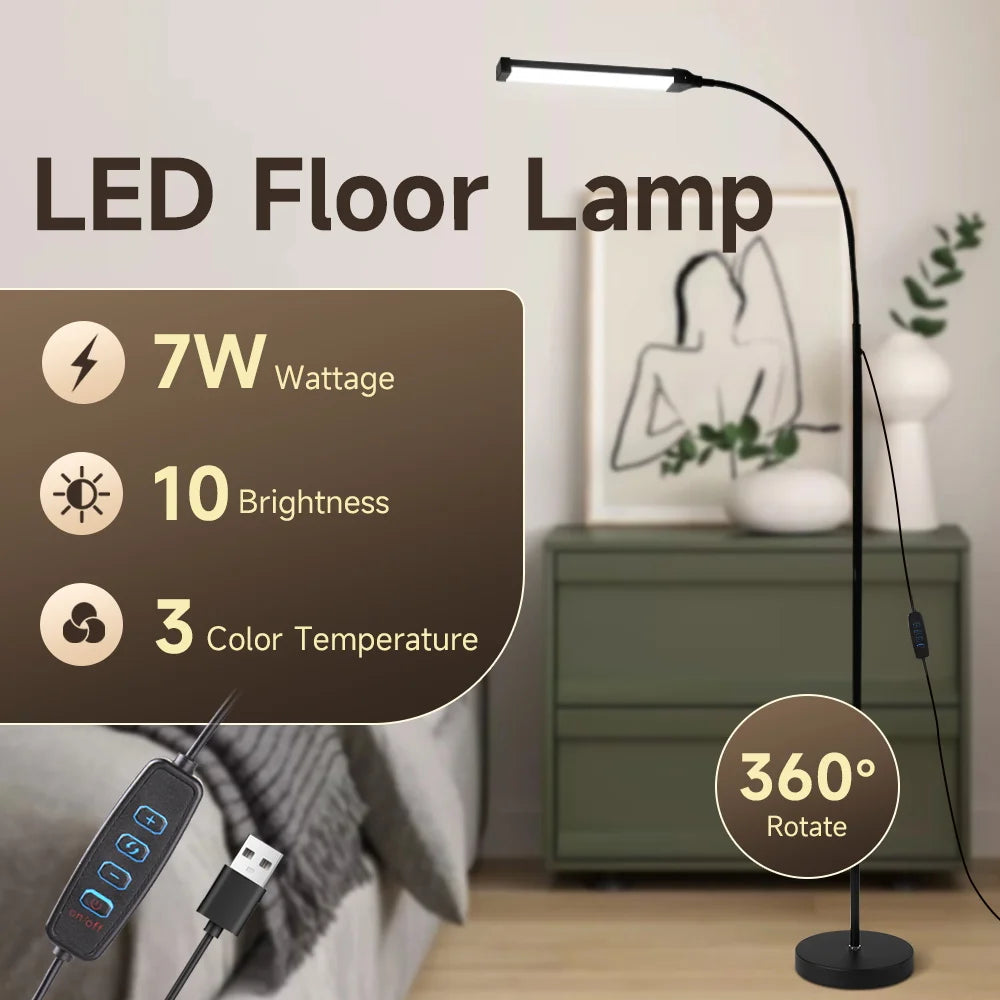 USB-LED-Stehlampe — Dimmbare Schwanenhals- & RGB-Ambiente-Stehleuchte