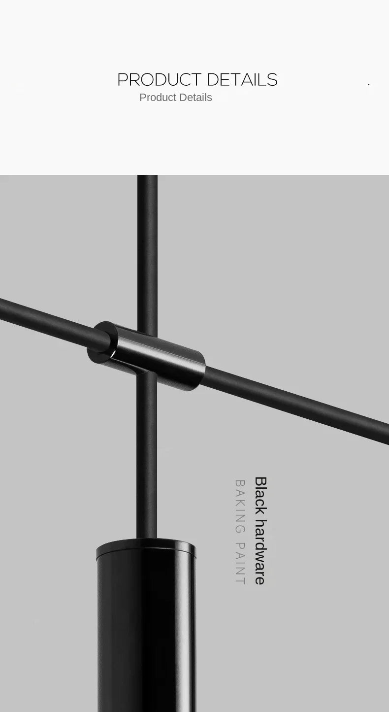 Modern Long Chandelier Pendant Light – Black Gold LED Ceiling Lamp