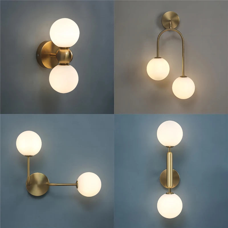 Moderne Glaskugel-Wandleuchte – Doppelte LED-Wandleuchte