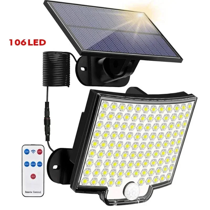 Solar-Bewegungssensor-Flutlicht – IP65 Outdoor-Sicherheitslampe mit Fernbedienung