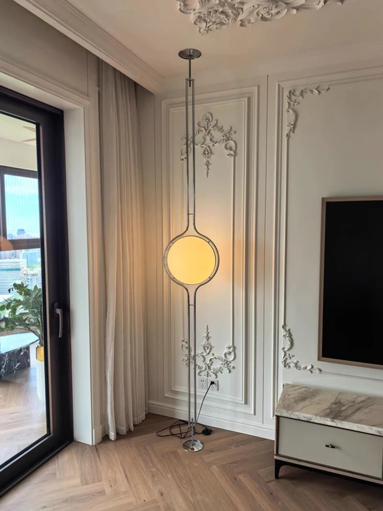 Nordic Acrylic Ball Floor Lamp — Electroplated Chrome LED Standing Light