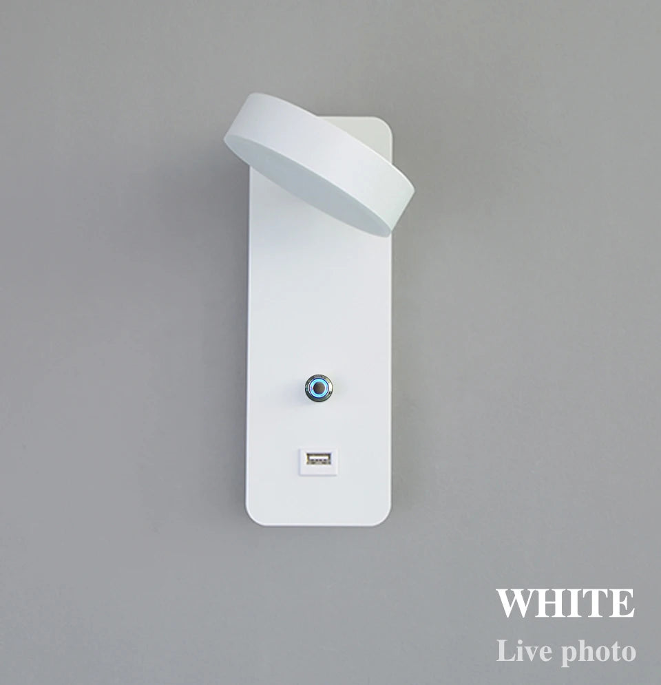 Smart Touch LED Wall Light — 3-Color Dimmable with USB Port