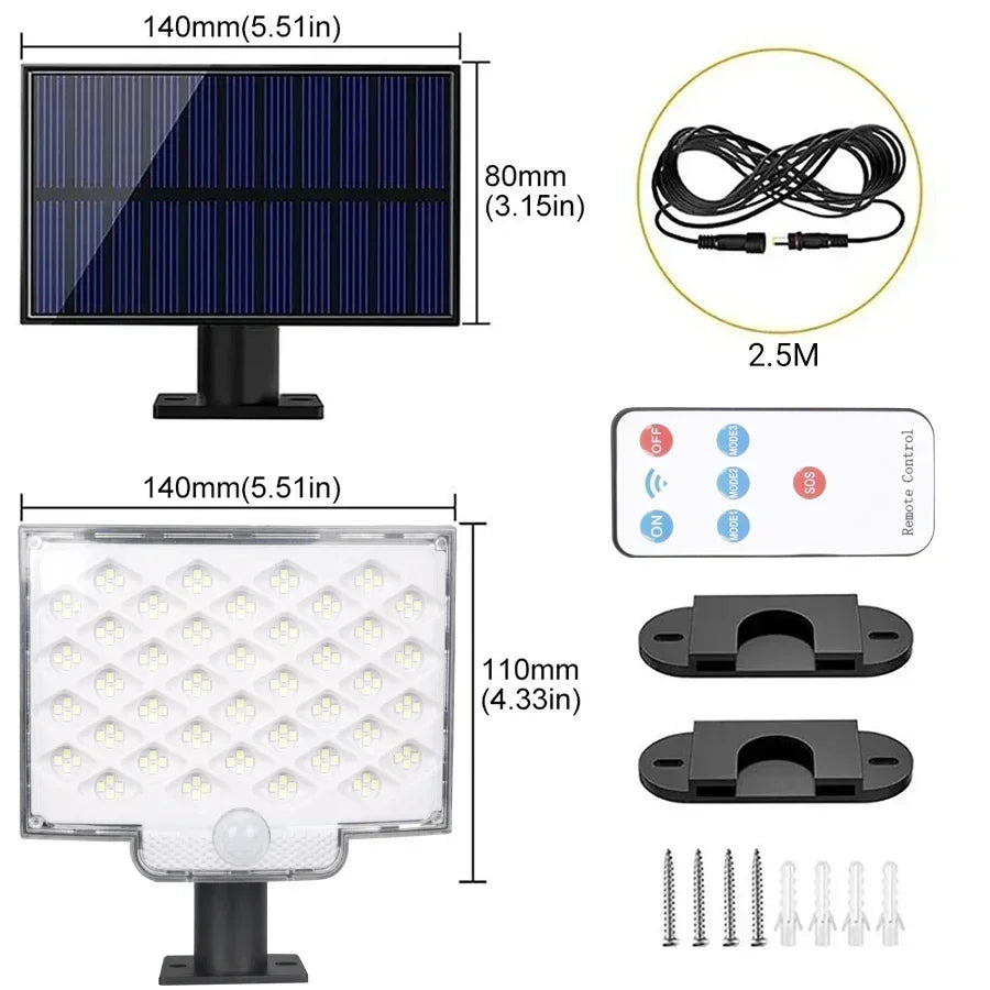 Solar-Bewegungssensor-Flutlicht – IP65 Outdoor-Sicherheitslampe mit Fernbedienung