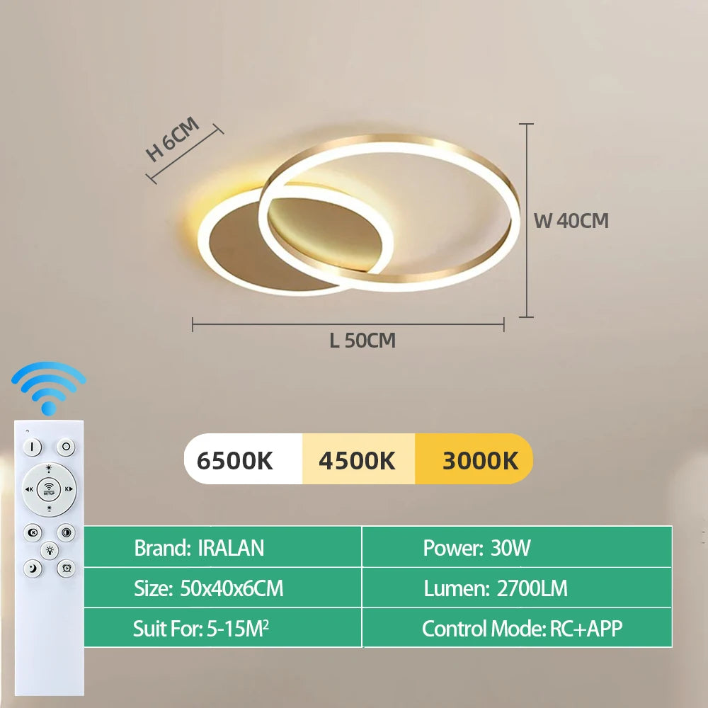 Modern LED Dimmable Ceiling Chandelier – Remote Control, 1–6 Heads