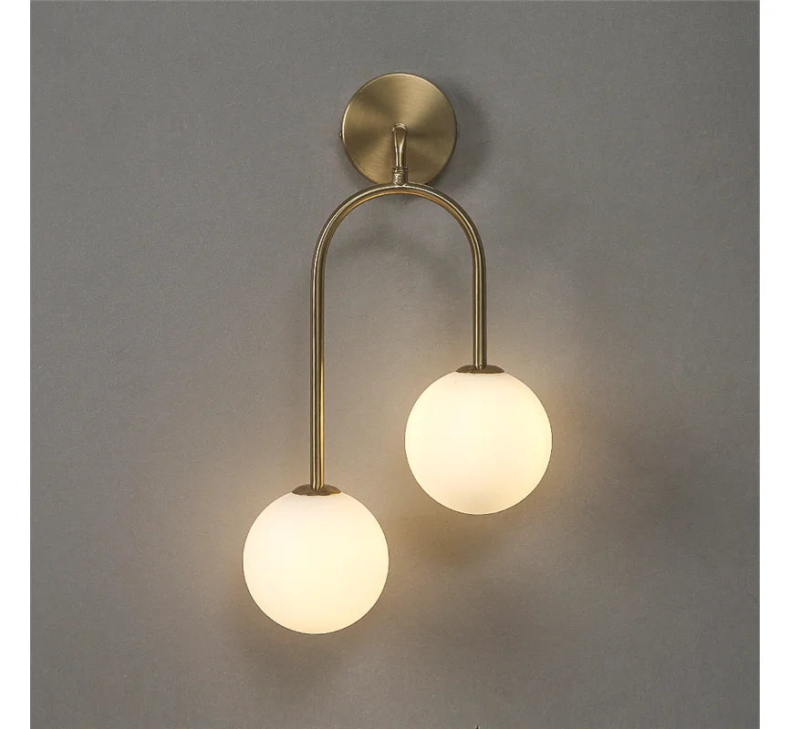 Moderne Glaskugel-Wandleuchte – Doppelte LED-Wandleuchte