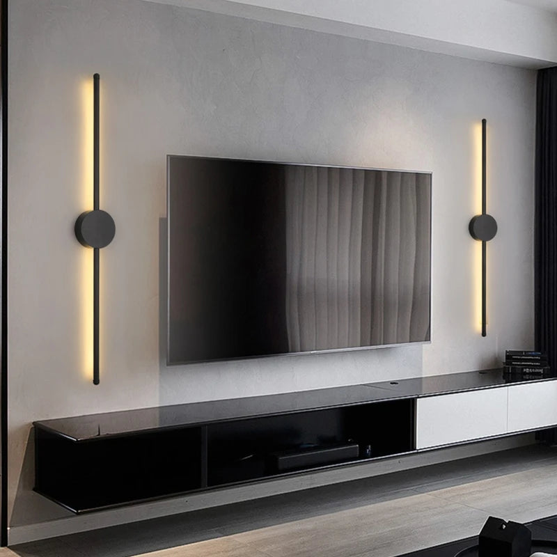 Modern Black LED Bar Wall Lamp – Dimmable, 60/80/100 cm
