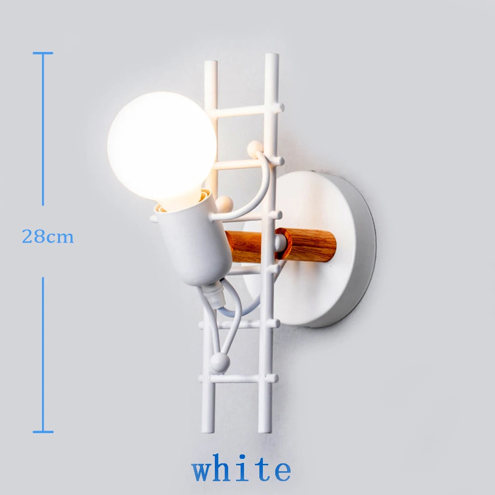 Creative Metal Robot Wall Lamp – E27 LED, 14 Colors