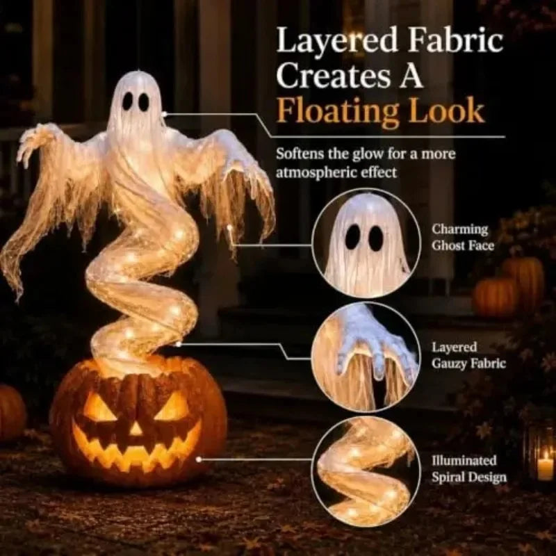 Halloween Ghost & Pumpkin LED Decoration – 20 cm