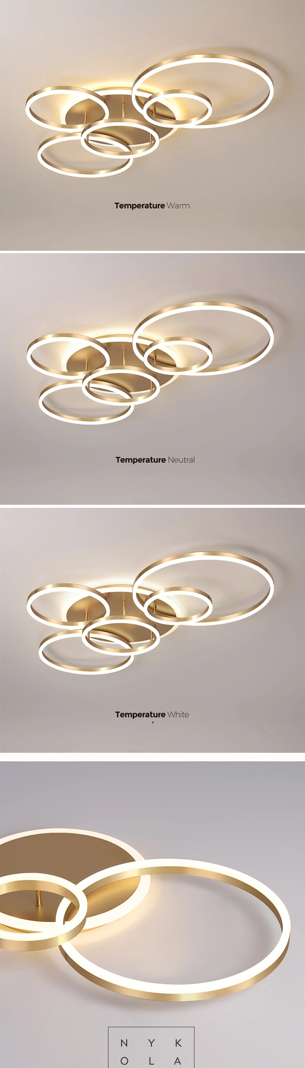 Modern LED Dimmable Ceiling Chandelier – Remote Control, 1–6 Heads