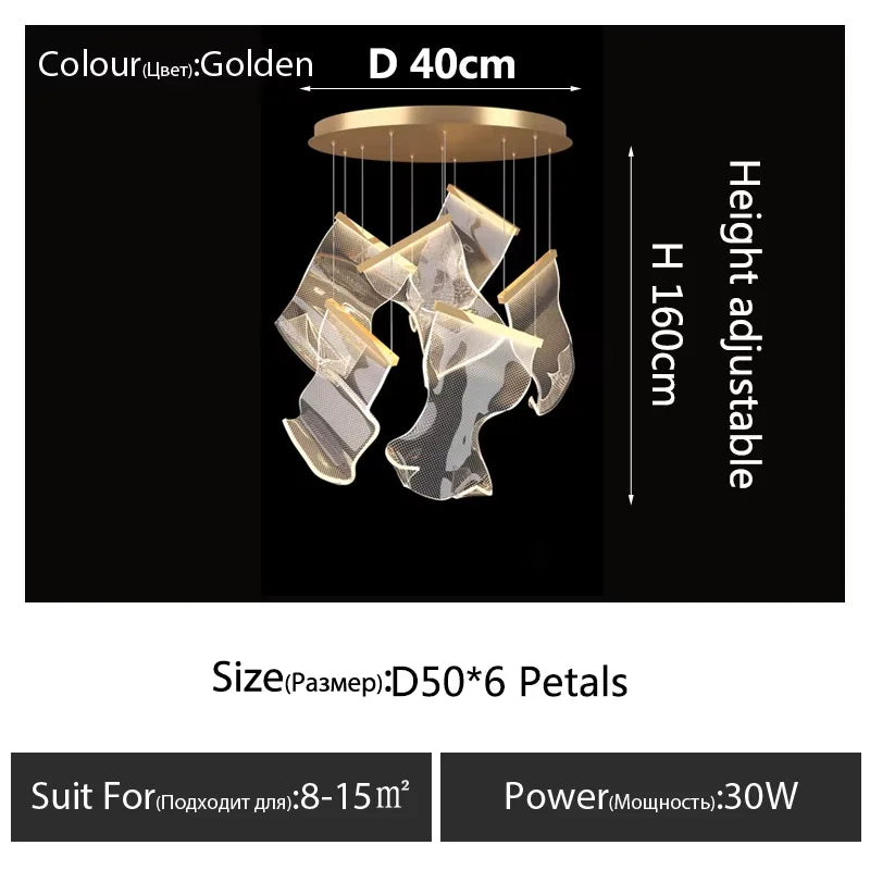 Art Design Streamers Luxury LED Chandelier – 6 to 25 Heads | Villa & Staircase