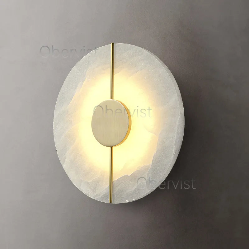 Alabaster Marble LED Wall Sconce – 20cm, Gold & Black, 3 Colour Temps
