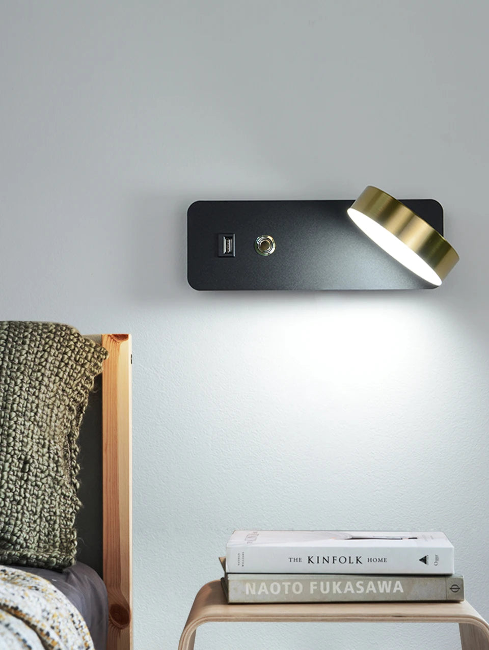 Smart Touch LED Wall Light — 3-Color Dimmable with USB Port
