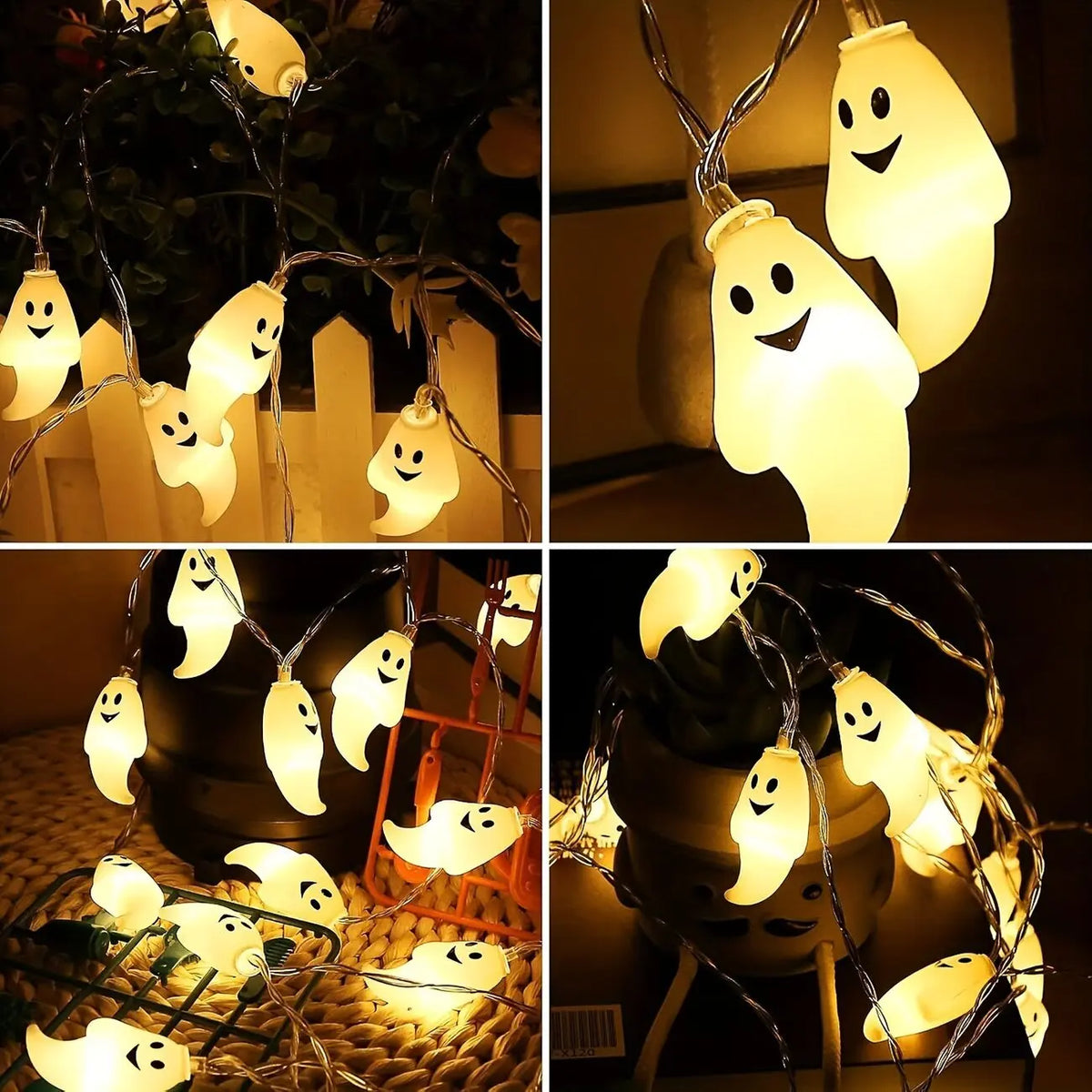 Halloween Ghost LED String Lights – Battery-Powered