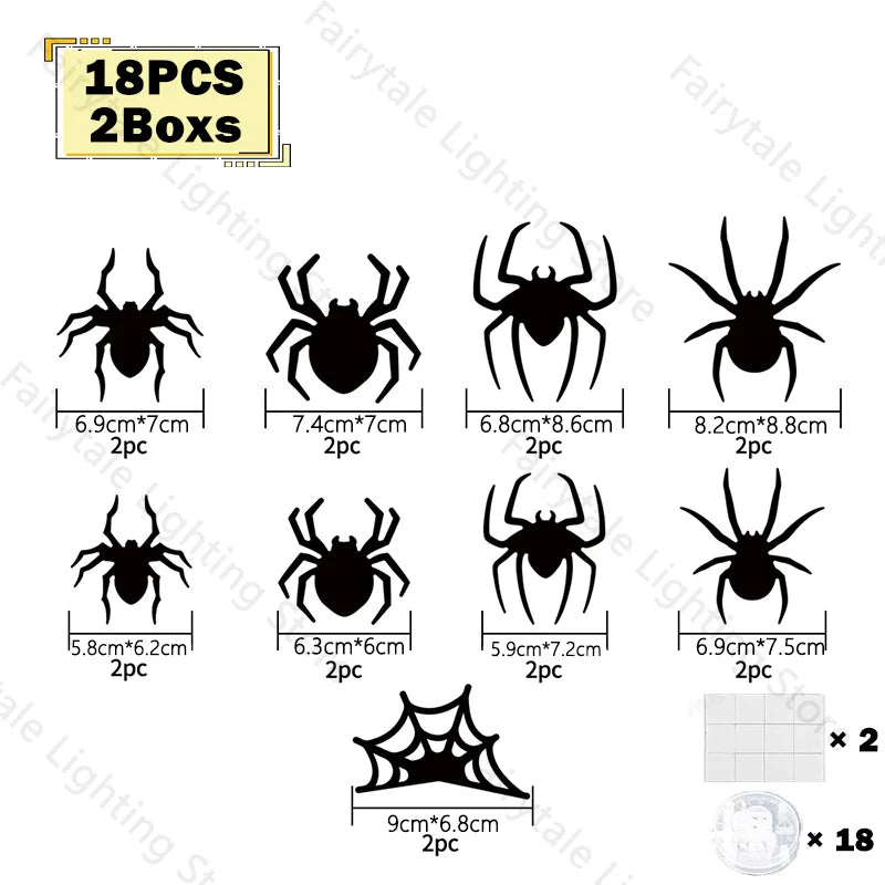 Halloween 3D Bat & Spider LED Wall Stickers