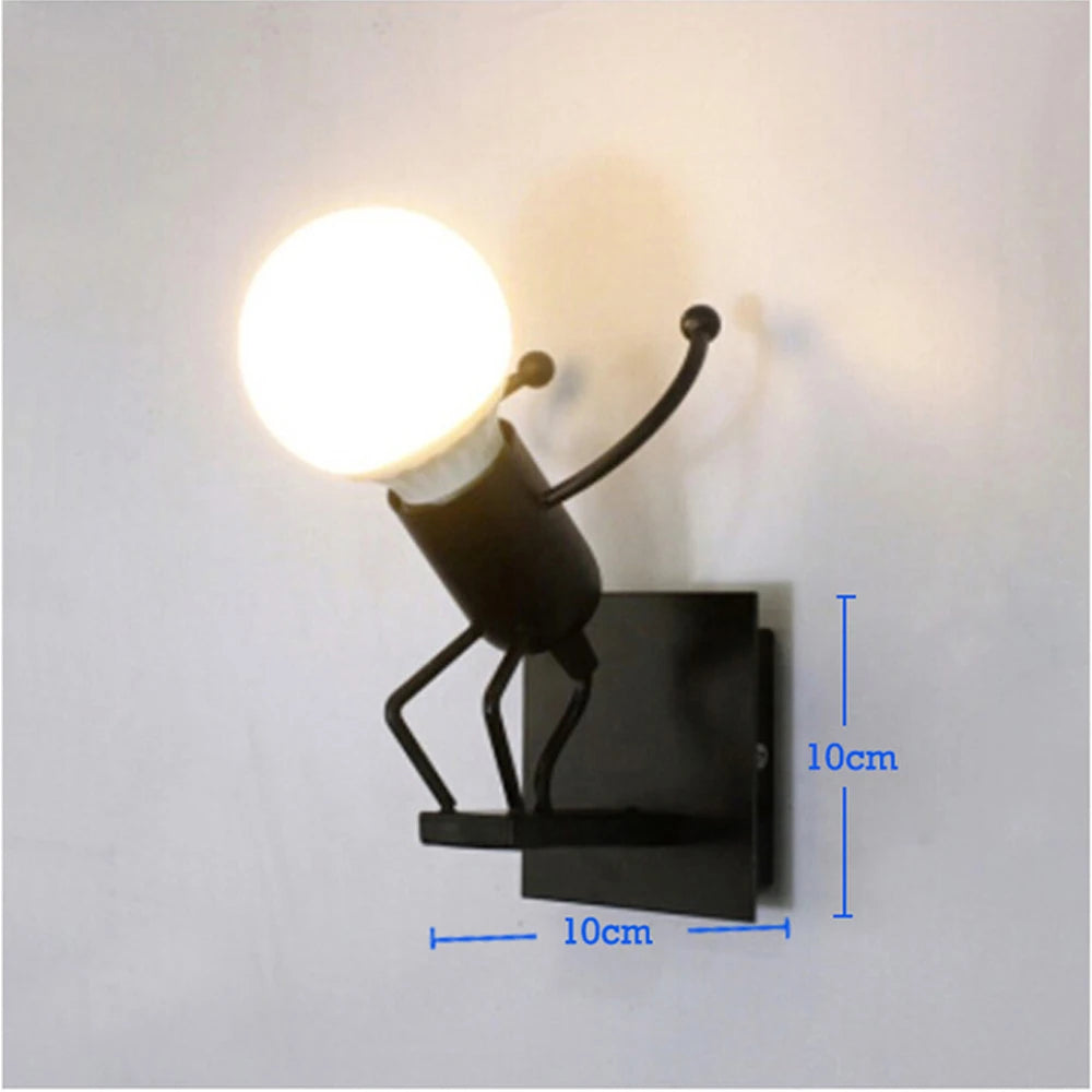 Creative Metal Robot Wall Lamp – E27 LED, 14 Colors