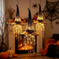 Halloween Light-Up Witch Hat Hanging Decoration with Stars