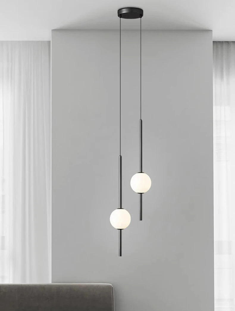 Modern LED Bedside Pendant Light – 1 or 2 Heads, 4 Light Modes