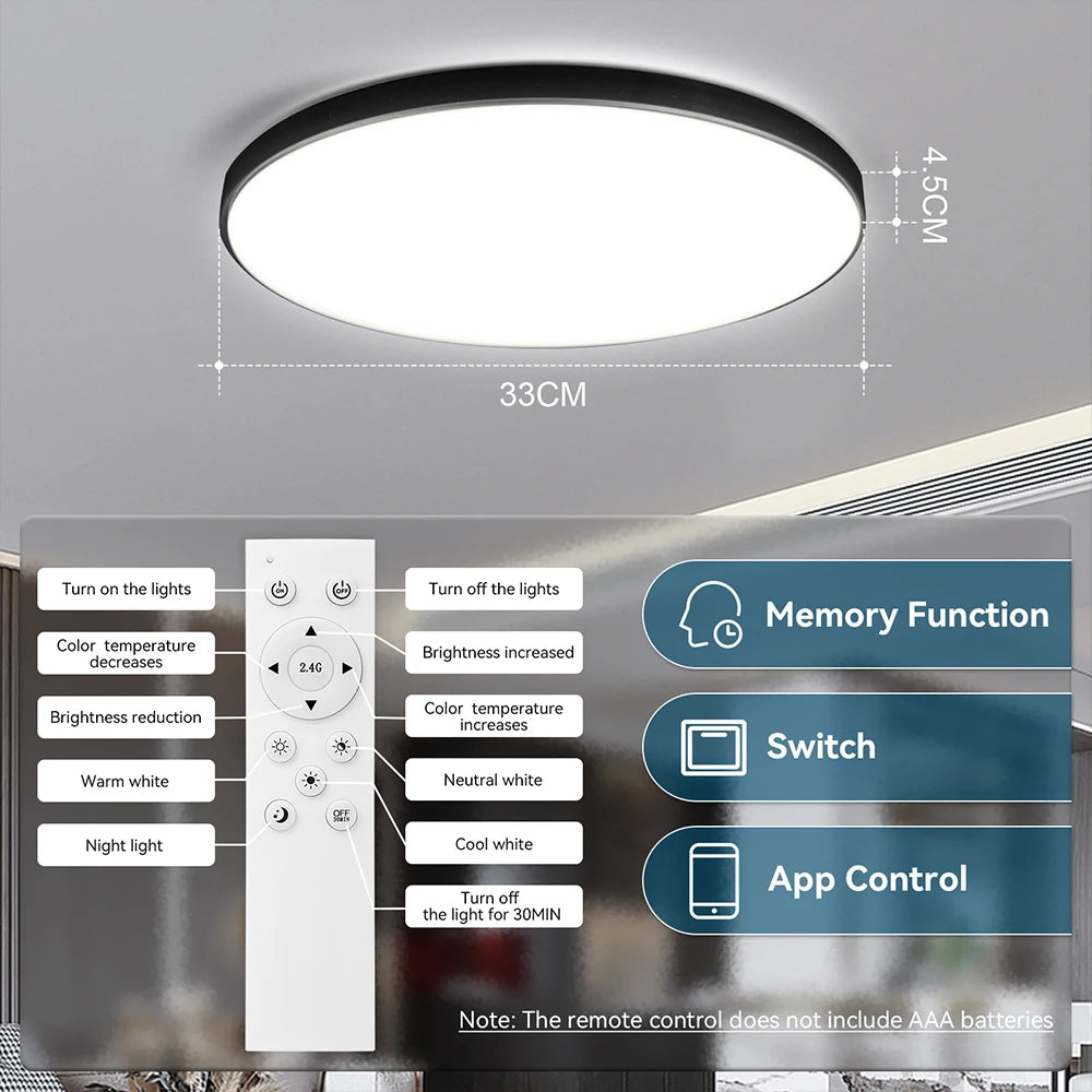 LED Deckenleuchte mit Fernbedienung – Dimmbar & RGB