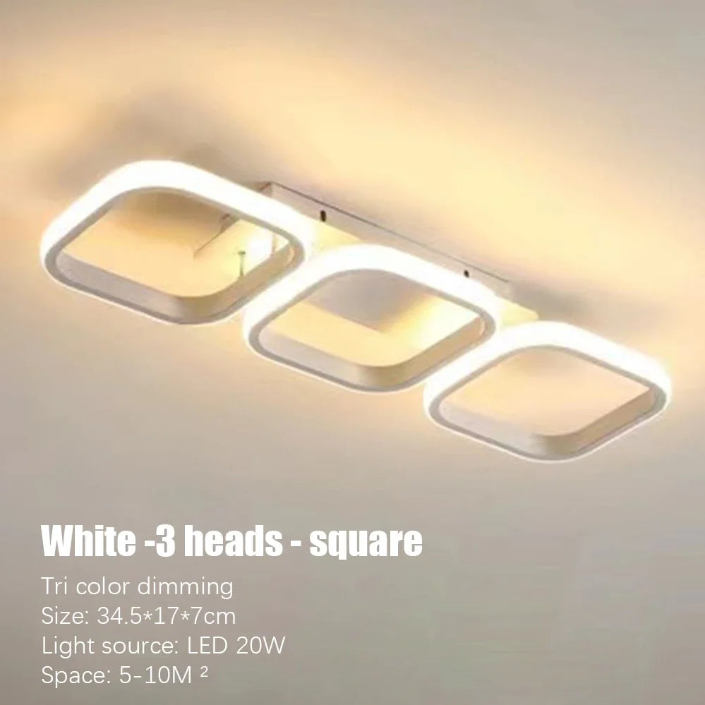 Nordic LED Ceiling Lamp – Square & Round, 20W/30W, 3-Colour Light