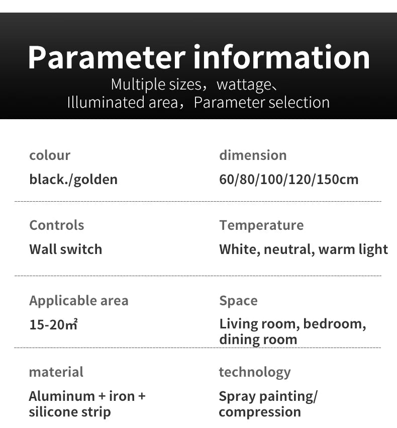 Modern Black LED Bar Wall Lamp – Dimmable, 60/80/100 cm