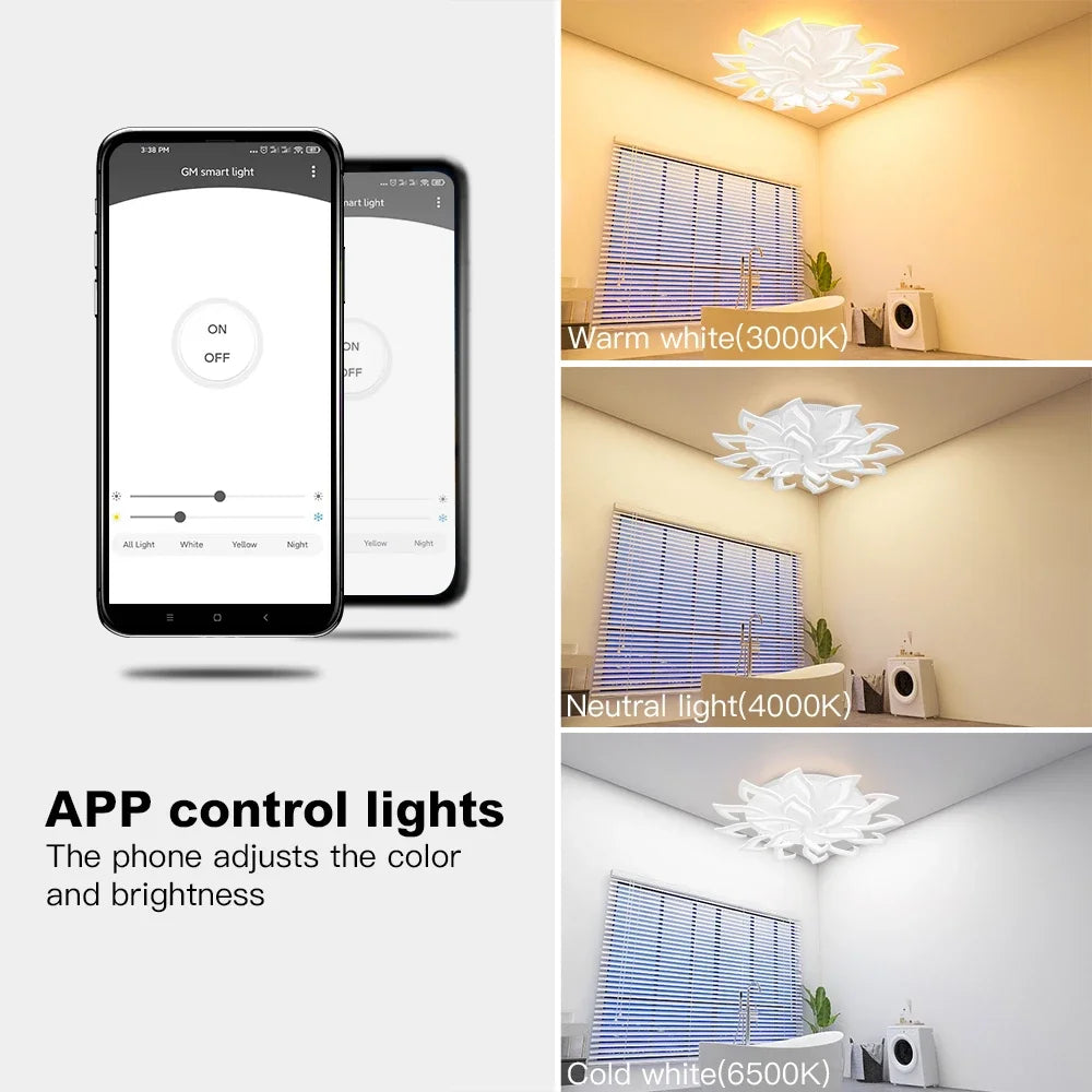 Nordic Smart LED Ceiling Lamp – APP & Remote Control, 5–18 Heads, Dimmable