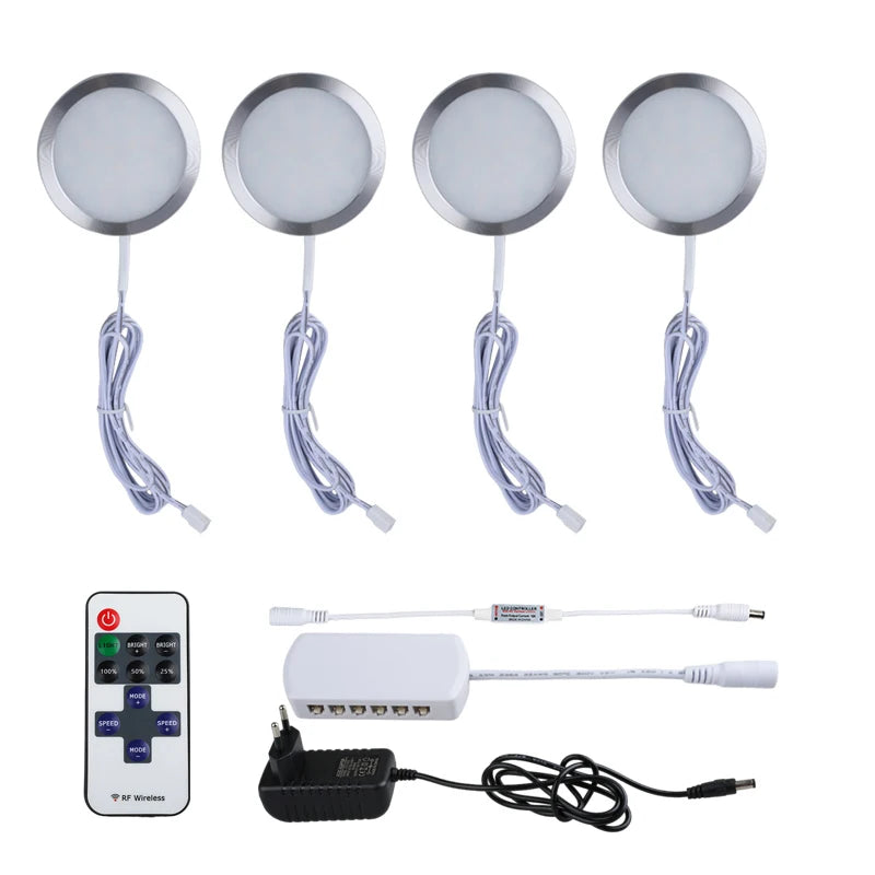 LED Puck Lights with RF Remote – Dimmable Under Cabinet Lighting