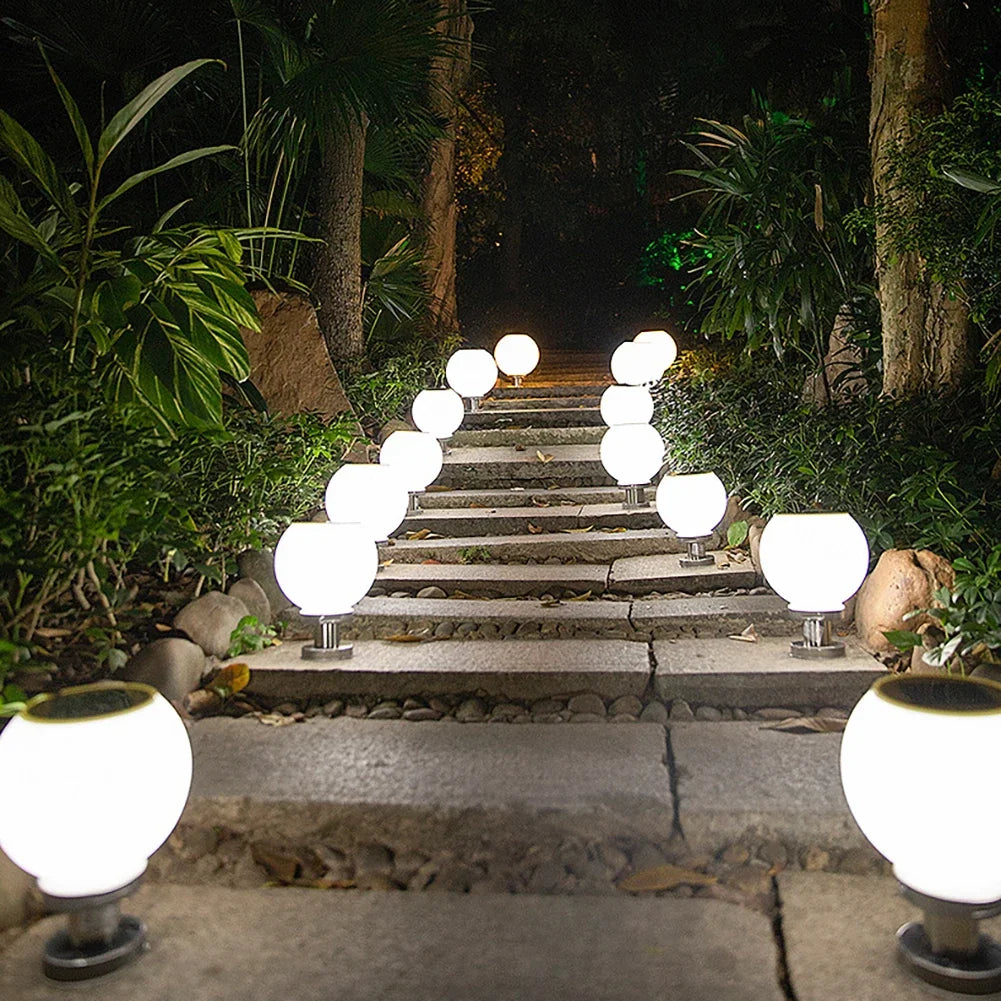 Solar Round Ball Column Lamp – Outdoor Garden & Courtyard Light